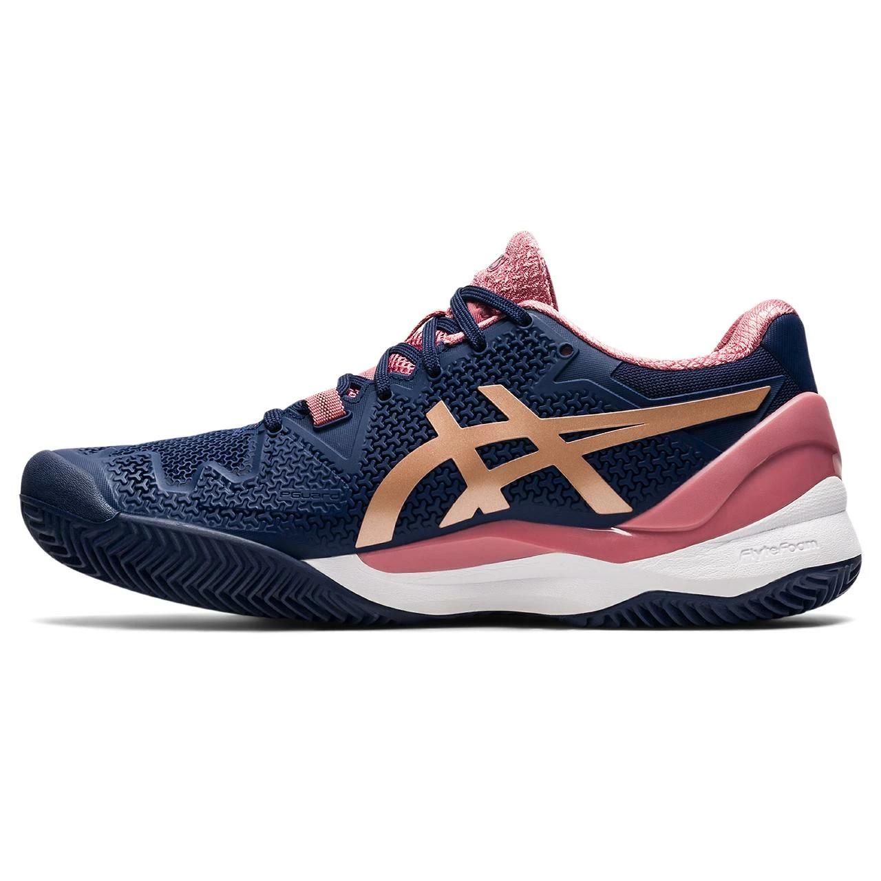 Asics Gel Resolution 8 Clay (Women's) - Peacoat/Rose Gold (Available Size: 10) - Image 2
