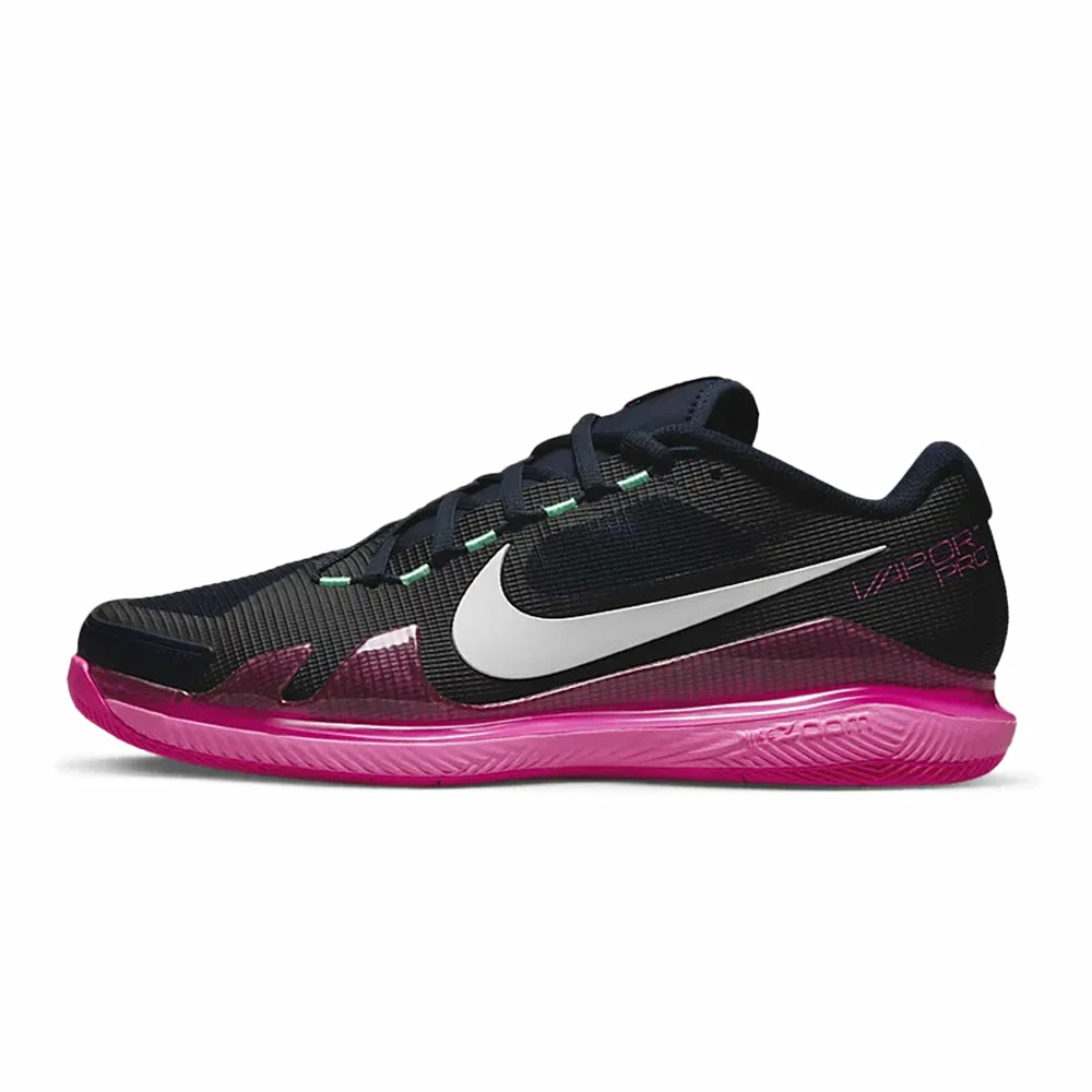 Nike Court Air Zoom Vapor Pro (Men's) - Obsidian/White/Hyper Pink/Green Glow - Image 2