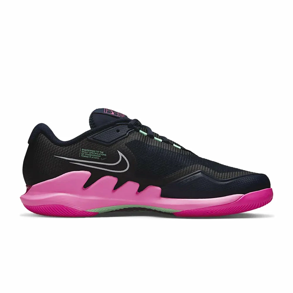 Nike Court Air Zoom Vapor Pro (Men's) - Obsidian/White/Hyper Pink/Green Glow - Image 3