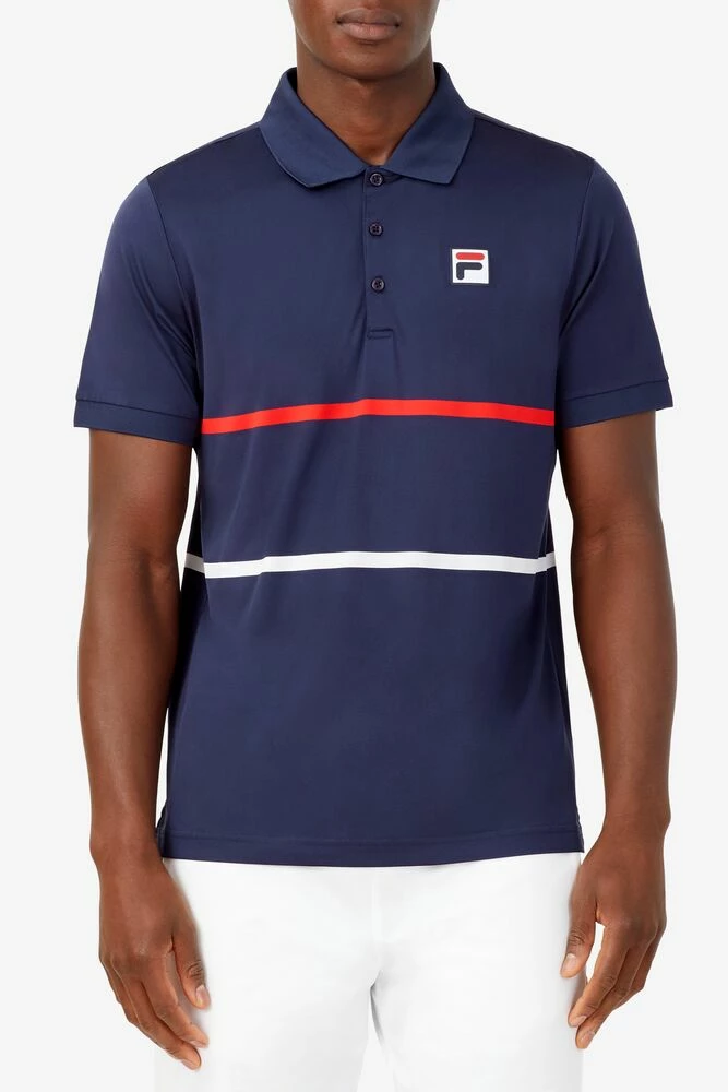 Fila Heritage Tennis Striped Polo (Men's) - Navy/Red/White (Available: Size S) - Image 2