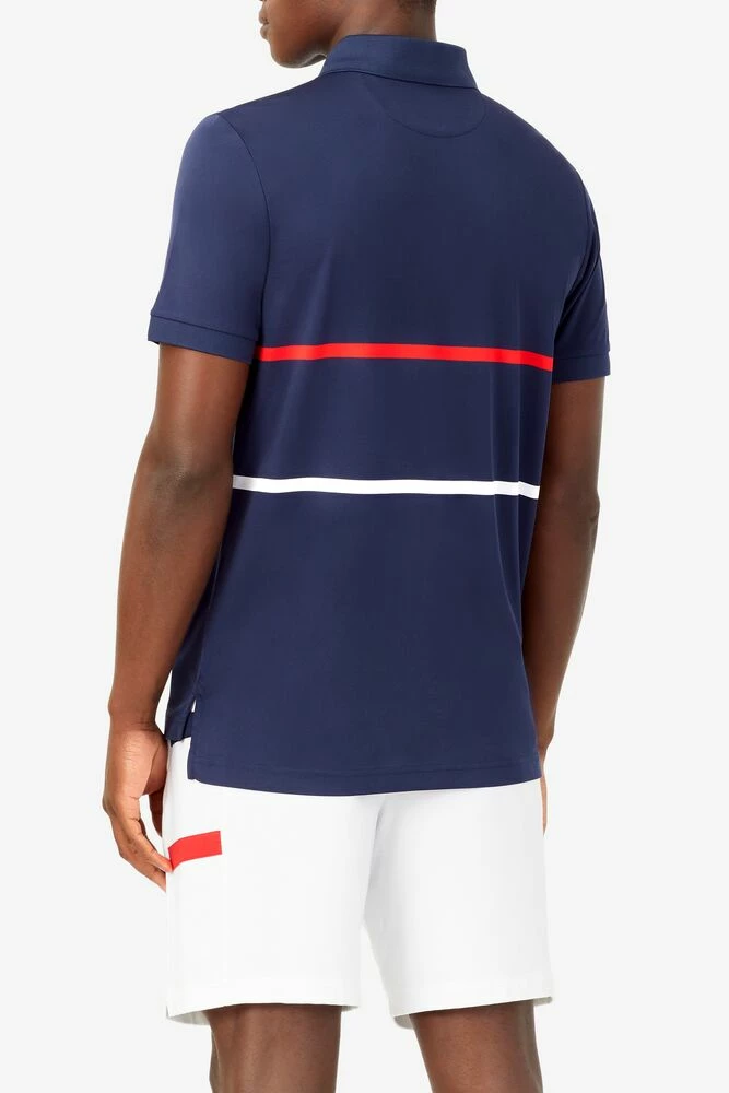Fila Heritage Tennis Striped Polo (Men's) - Navy/Red/White (Available: Size S) - Image 3
