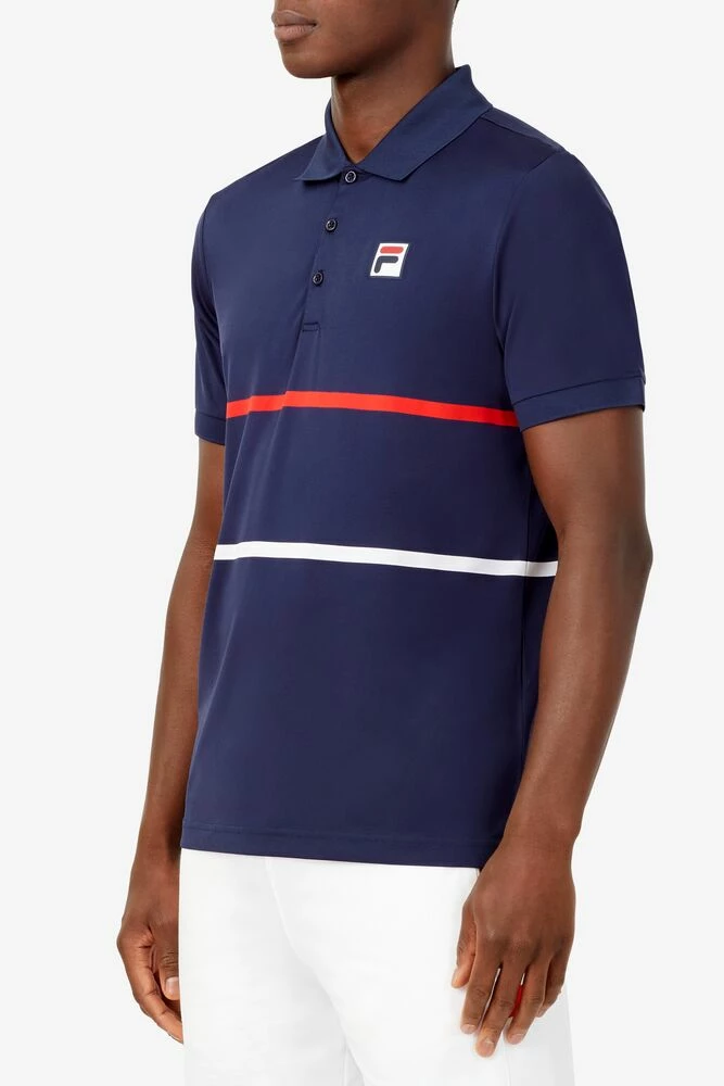 Fila Heritage Tennis Striped Polo (Men's) - Navy/Red/White (Available: Size S) - Image 4