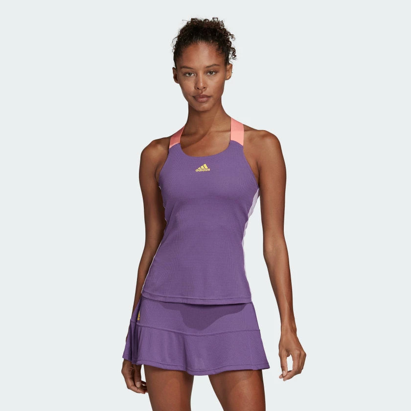 Adidas Gameset Heat.RDY Y-Tank (Women's) - Tech Purple/Shock Yellow (Available Size: XL) - Image 3