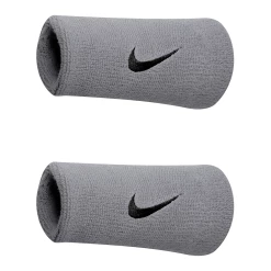 Nike Swoosh Wristbands Doublewide - Matte Silver/Black