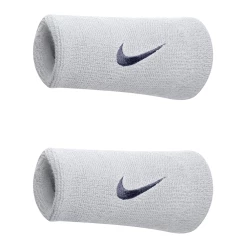 Nike Swoosh Doublewide Wristbands - White/Obsidian
