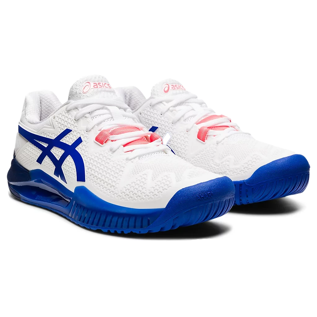 Asics Gel Resolution 8 D-Wide (Women's) - White/Lapis Lazuli Blue - Image 2